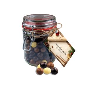 140 g Bio Knusperkugeln-Mix im Bonbonglas Maxi mit Werbekarte