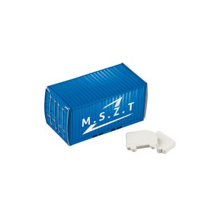 Pfefferminz in LKW-Form Faltschachtel aus Kartonage in Container-Design und Werbedruck
