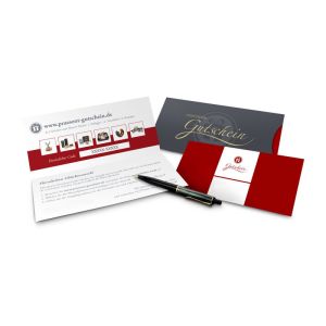 Präsent Geschenkgutschein Rot Kategorie 10 Euro große Auswahl an Präsenten Lifestyle und Wellnessprodukten