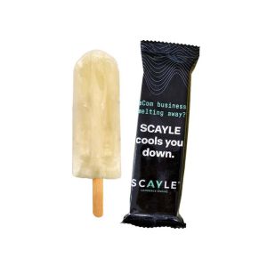 90 ml Caipirinha Sorbet-Eis im Flowpack mit rundum Werbedruck