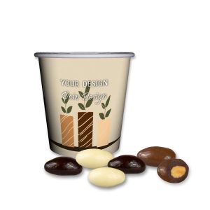 Mandel-Schoko-Trio im Mini Snackbecher mit Werbedruck