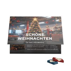 Premium Tisch-Adventskalender Flip Cover Querformat mit Sarotti Schokoladentäfelchen und recyclingfähigem Inlay