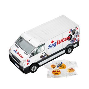 Lieferwagen mit Emoji Frucht-Bonbons und Logodruck