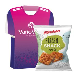 Trikotbox mit Filinchen Erbsen Snack Paprika und einem individuellen Komplettdruck