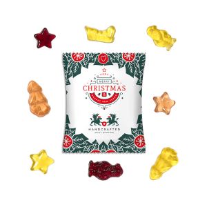 Veganes Fruchtgummi Weihnachtsedition im Werbetütchen mit Bedruckung