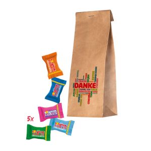 Paper Bag Danke mit Tiny Tony‘s Schokolade und Werbeanbringung