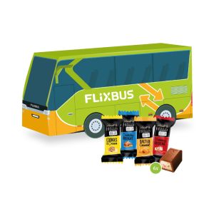 3D Präsent Bus mit Lindt HELLO Mini und Werbedruck