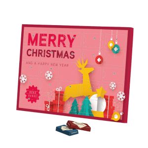 Premium Tisch Adventskalender mit Sarotti Schokotäfelchen und Rundum-Werbedruck