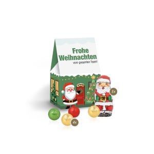 Präsent Christmas Minis mit Fairtrade Schokolade und Rundum-Werbedruck