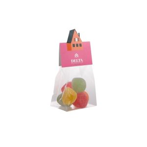 50 g Fruchtgummi mit Zucker im Blockbeutel mit gestanztem Wunschreiter