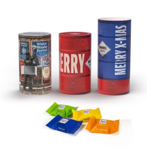 192 g Adventskalender Litfaßsäule mit Ritter Sport Schokolade und Werbedruck