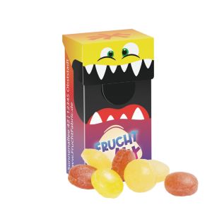 19 g Mini Bonbons Fruchtmix in der Mini Slim Box mit Werbedruck