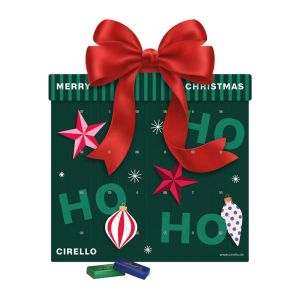 Geschenk-Kontur Adventskalender Lindt Schokotäfelchen mit kompostierbarem Blister und Werbedruck