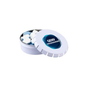Mini Klick-Klack Dose mit Sportlife mints und Logodruck