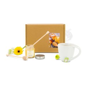 Präsent 170 g Blütenhonig mit Tasse und Honiglöffel