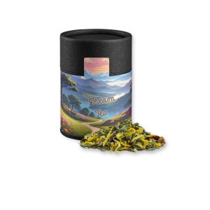 27 g Kräutertee Lavendel in Kraftpapierdose Midi schwarz mit Werbebanderole