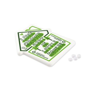 8 g zuckerfreie Pfefferminzpastillen im Mint Haus mit Werbedruck