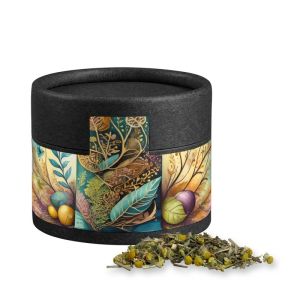 Bio Kräutertee Kräuterfantasie in Kraftpapierdose Mini schwarz mit Werbebanderole