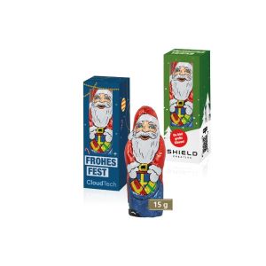 15 g Klett Weihnachtsmann in Sichtfenster-Kartonage mit Rundum-Werbedruck