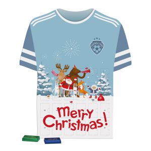 Trikot-Adventskalender Lindt mit kompostierbarem Inlay und Werbedruck