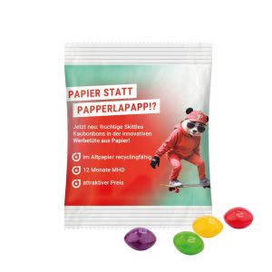 10 g Skittles Fruits Kaubonbons im Werbetütchen aus recyclingfähigen Papier