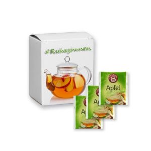 9 g Beuteltee Apfel mit Vitamin C in einer Faltschachtel mit Werbedruck