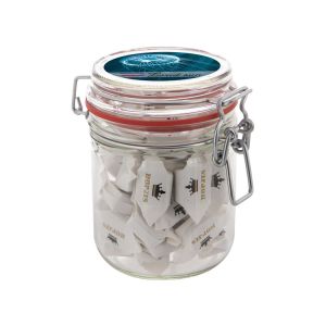 0,4 l Weckglas befüllt mit Holländische Bonbons und mit Werbeetikett