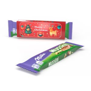 Milka Nussini Riegel im Werbeschuber mit Bedruckung
