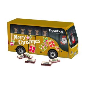 3D Adventskalender Bus mit Sarotti Schokolade Fairtrade mit Werbedruck