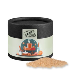 Bio Gewürzmischung Lebkuchen in Kraftpapierdose Mini schwarz mit Werbebanderole