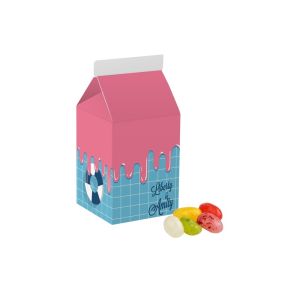 Milchverpackung mit Jelly Beans und Werbedruck