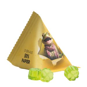 15 g Trolli Fruchtgummi Kleeblätter im Papierfolien-Tetraeder mit Werbedruck