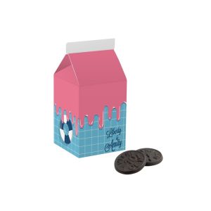 Milchverpackung mit Lakritz Münzen und Werbedruck