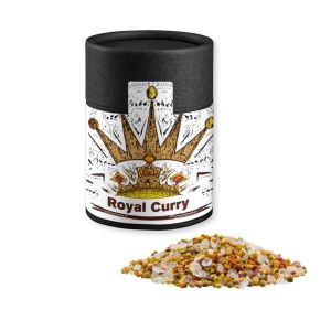 Royal Curry in Kraftpapierdose Midi schwarz mit Werbebanderole