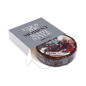 Runde Design-Schokoladentorte in bedruckter Aktionsbox