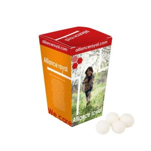 210 g Pfefferminzkugeln in Autobecherhalterung mit Werbedruck