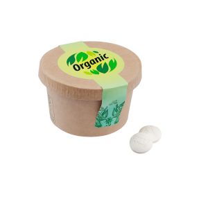 130 g Compli'mints im Kartonbechern mit einem Werbe-Flügeletikett