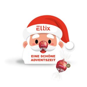 Weihnachtsmann mit Lindt Lindor Kugel und Rundum-Werbedruck