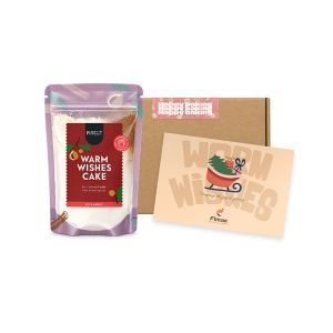 240 g Warm Wishes Kuchenbackmischung im Doypack im Versandkarton mit A5-Werbekarte