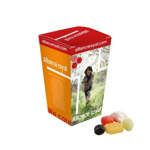 220 g klassischer holländischer Süssigkeiten-Mix in Autobecherhalterung mit Werbedruck