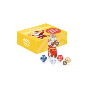 Santa Werbebox mit Lindt Minis und Nikolaus und Rundum-Werbedruck