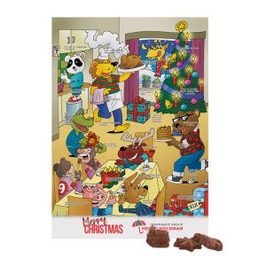 Wand Adventskalender Hochformat Graspapier mit Rätselmotiv und Werbedruck
