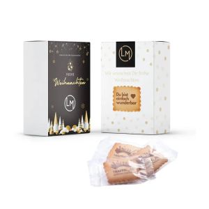 15 Weihnachtsbutterkekse mit Keksdruck in Präsentbox mit Banderole