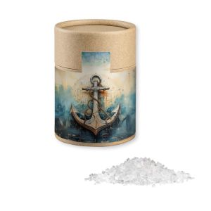 Meersalz in Kraftpapierdose Midi mit Werbebanderole