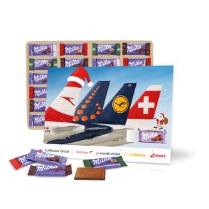 Milka Schokoladen Mix Tisch-Adventskalender Inlay aus Papier mit rundum Werbedruck