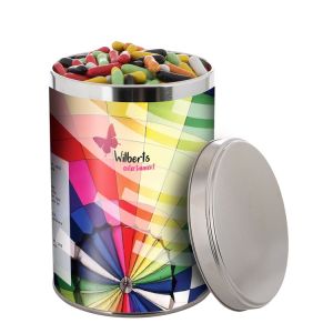 Lakritzstäbchen Mix in 1,3 l Metalldose mit Werbebanderole