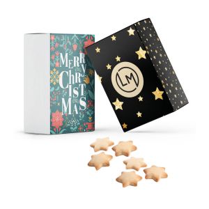 Butterkekssterne in bedruckter Präsentbox