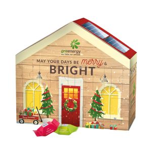Adventskalender Haus mit Ritter SPORT und individuellem Werbedruck