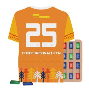 Trikot-Adventskalender Lindt mit Papierblister und Werbedruck