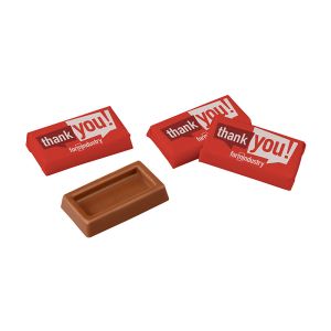 4,6 g Vollmilch Schokoladentäfelchen im bedruckbaren Papiereinschlag